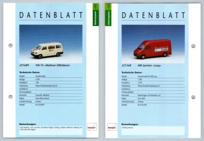 VW T4 / MB Sprinter Lueg #95/96 Kleintransporter - Herpa Data Sheet-Breakoutcards