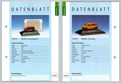 MB Vito Euromagazin / Entsorga #103/104 Kleintransporter - Herpa Data Sheet-Breakoutcards