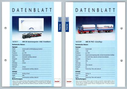 MB SK Autotransporter / PHZ #69/70 Hangerzuge - Herpa Data Sheet-Breakoutcards