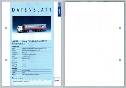 Scania PSZ Kassbohrer #59 Sattelzuge - Herpa Data Sheet-Breakoutcards