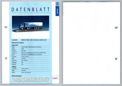 MB SK KSZ Der Norden Dreht Auf #60 Sattelzuge - Herpa Data Sheet-Breakoutcards