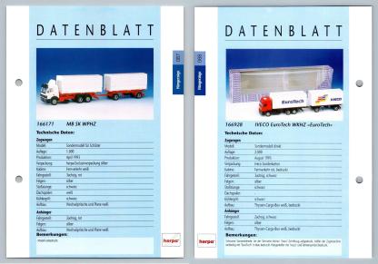 MB SK WPHZ / IVECO EuroTech WKHZ #87/8 Hangerzuge - Herpa Data Sheet-Breakoutcards