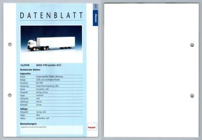 MAN F90 Jumbo KSZ #66 Sattelzuge - Herpa Data Sheet-Breakoutcards