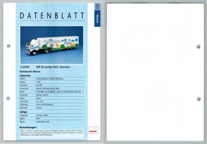 MB SK Jumbo KSZ Bremen #68 Sattelzuge - Herpa Data Sheet-Breakoutcards