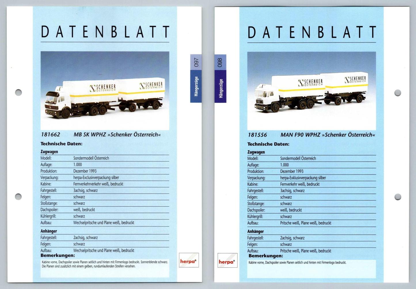 MB SK WPHZ / MAN F90 WPHZ #97/8 Hangerzuge - Herpa Data Sheet-Breakoutcards