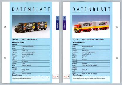 MB SK KHZ / IVECO TurboStar #105/6 Hangerzuge - Herpa Data Sheet-Breakoutcards
