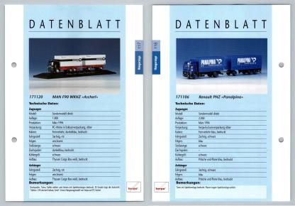 MAN F90 WKHZ / Renault PHZ #117/8 Hangerzuge - Herpa Data Sheet-Breakoutcards