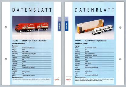 MB SK Getr-Ko-HZG / MAN F90 #121/2 Hangerzuge - Herpa Data Sheet-Breakoutcards