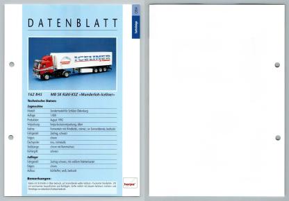 MB SK Kuhl KSZ Munderloh-Iceliner #84 Sattelzuge - Herpa Data Sheet-Breakoutcards