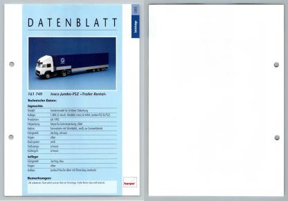 Iveco Jumbo PSZ Trailer Rental #85 Sattelzuge - Herpa Data Sheet-Breakoutcards