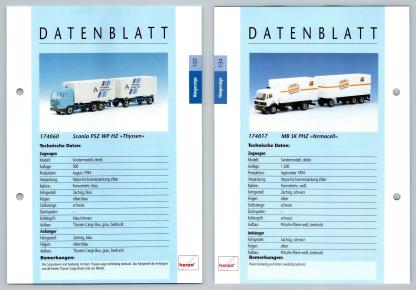 Scania PSZ WP HZ / MB SK PHZ #133/4 Hangerzuge - Herpa Data Sheet-Breakoutcards