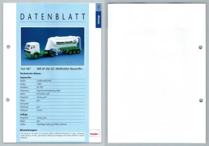 MB SK Silo SZ Wulfrather Baustoffe #88 Sattelzuge - Herpa Data Sheet-Breakoutcards