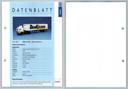 MB SK KSZ Dan Kuchen #92 Sattelzuge - Herpa Data Sheet-Breakoutcards
