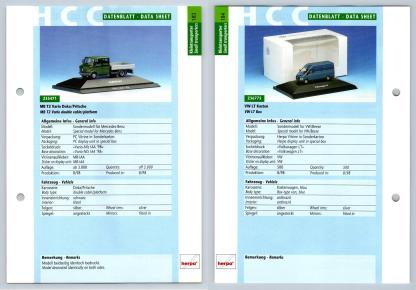 MB T2 Vario Doka / VW LT Kasten #183/184 Kleintransporter - Herpa Data Sheet-Breakoutcards