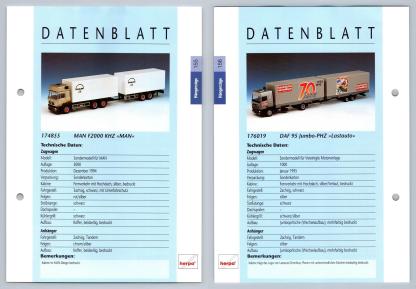 MAN F2000 KHZ / DAF 95 Jumbo #155/6 Hangerzuge - Herpa Data Sheet-Breakoutcards