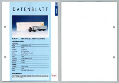 MAN F90 KSZ MAN Originalteile #100 Sattelzuge - Herpa Data Sheet-Breakoutcards