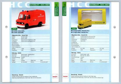 MB T2 RTW / T2 Kogel-Aufbau #207/208 Kleintransporter - Herpa Data Sheet-Breakoutcards