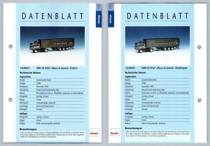 MB SK KSZ Russ & Janot #117/118 Sattelzuge - Herpa Data Sheet-Breakoutcards