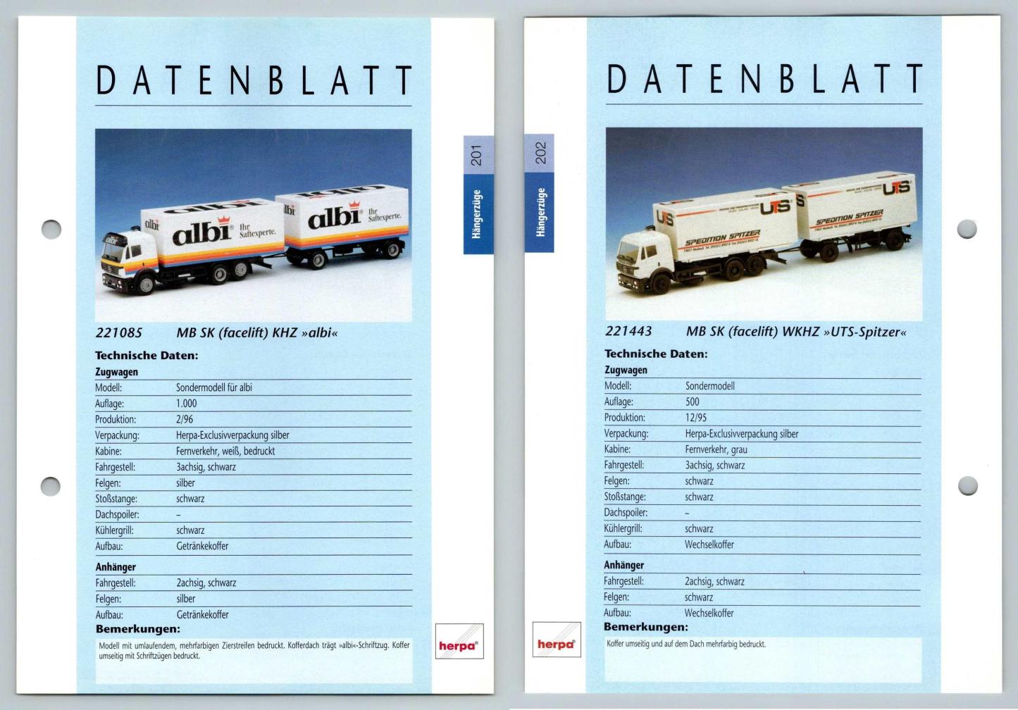 MB SK Facelift KHZ / WKHZ #201/2 Hangerzuge - Herpa Data Sheet-Breakoutcards