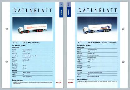 MB SK KSZ / MB SK Kuhl KSZ #137/138 Sattelzuge - Herpa Data Sheet-Breakoutcards