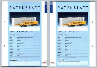 MAN F90 PSZ / Renault PSZ #169/170 Sattelzuge - Herpa Data Sheet-Breakoutcards
