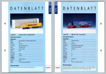 Scania PSZ / MB SK PSZ #173/174 Sattelzuge - Herpa Data Sheet-Breakoutcards