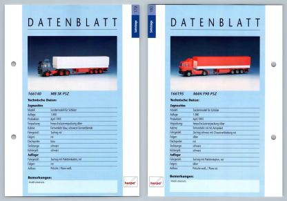 MB SK PSZ / MAN F90 PSZ #179/180 Sattelzuge - Herpa Data Sheet-Breakoutcards