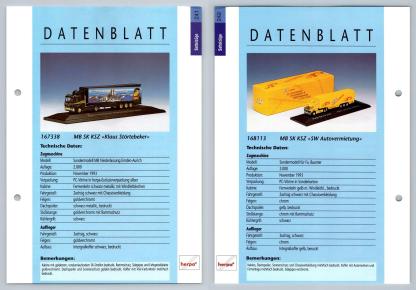 MB SK KSZ Klaus Stortebeker / Autovermietung #241/2 Sattelzuge - Herpa Data Sheet-Breakoutcards