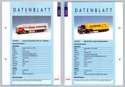 Scania Streamline / MB SK PSZ #275/276 Sattelzuge - Herpa Data Sheet-Breakoutcards
