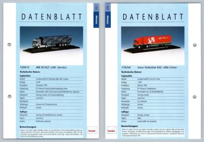 MB SK KSZ / Iveco TurboStar #281/282 Sattelzuge - Herpa Data Sheet-Breakoutcards