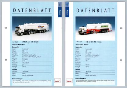 MB SK Silo SZ Grab / Gass #285/286 Sattelzuge - Herpa Data Sheet-Breakoutcards