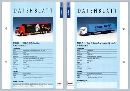 MB SK KSZ / Scania Streamline Gard #289/290 Sattelzuge - Herpa Data Sheet-Breakoutcards