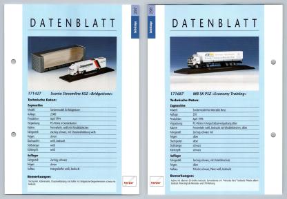 Scania Streamline / MB SK PSZ #297/298 Sattelzuge - Herpa Data Sheet-Breakoutcards