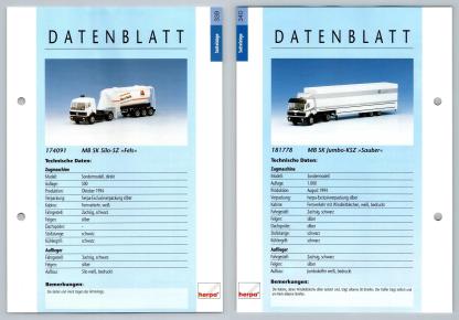 MB SK Silo SZ / MB SK Jumbo #339/340 Sattelzuge - Herpa Data Sheet-Breakoutcards