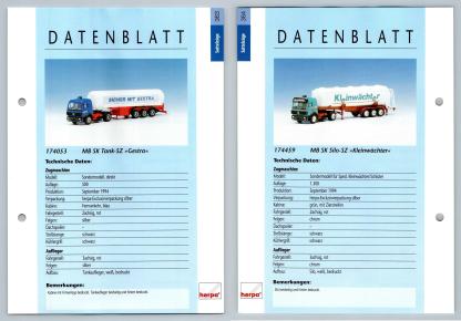 MB SK Tank SZ / MB SK Silo SZ #363/4 Sattelzuge - Herpa Data Sheet-Breakoutcards