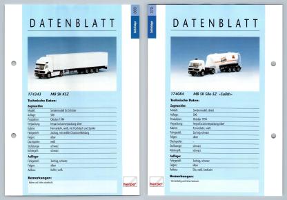 MB SK KSZ / MB SK Silo SZ #369/70 Sattelzuge - Herpa Data Sheet-Breakoutcards