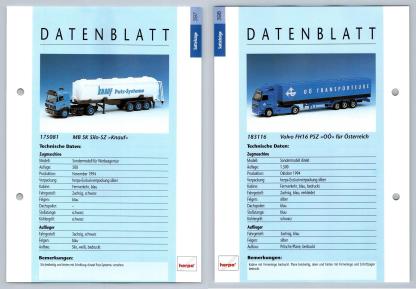 MB SK Silo / Volvo FH16 PSZ #397/8 Sattelzuge - Herpa Data Sheet-Breakoutcards