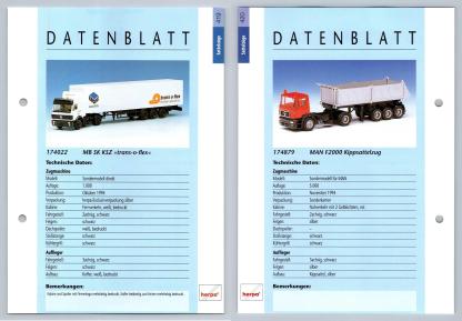 MB SK KSZ / MAN F2000 Kippsattelzug #419/20 Sattelzuge - Herpa Data Sheet-Breakoutcards