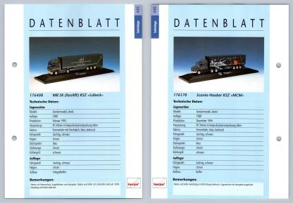 MB SK Facelife KSZ / Scania Hauber #445/6 Sattelzuge - Herpa Data Sheet-Breakoutcards