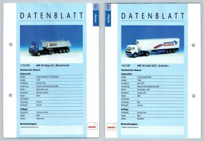 MB SK Kipp / MB SK Kuhl #453/4 Sattelzuge - Herpa Data Sheet-Breakoutcards