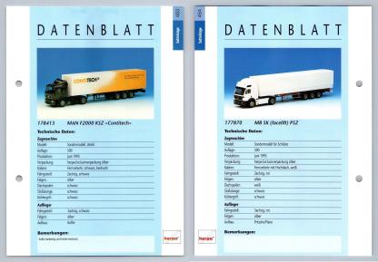 MAN F2000 KSZ / MB SK Facelift #463/4 Sattelzuge - Herpa Data Sheet-Breakoutcards