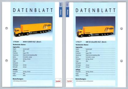MAN F2000 KSZ / MB SK Facelift KSZ #529/30 Sattelzuge - Herpa Data Sheet-Breakoutcards