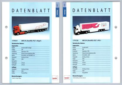 MB SK Facelift PSZ / KSZ #541/2 Sattelzuge - Herpa Data Sheet-Breakoutcards