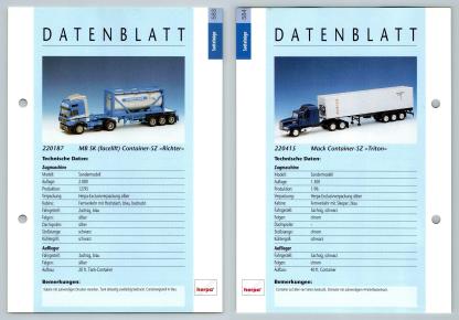 MB SK Facelift / Mack Container #583/4 Sattelzuge - Herpa Data Sheet-Breakoutcards