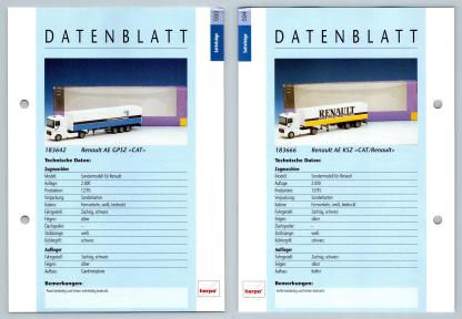 Renault AE GPSZ / KSZ #593/4 Sattelzuge - Herpa Data Sheet-Breakoutcards