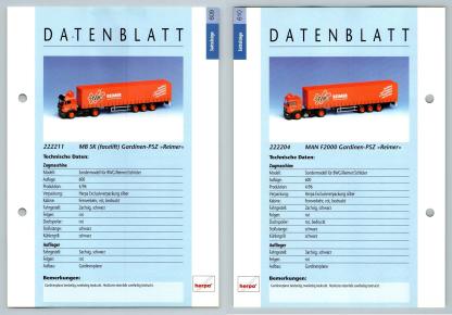 MB SK Gardinen  PSZ #609/10 Sattelzuge - Herpa Data Sheet-Breakoutcards