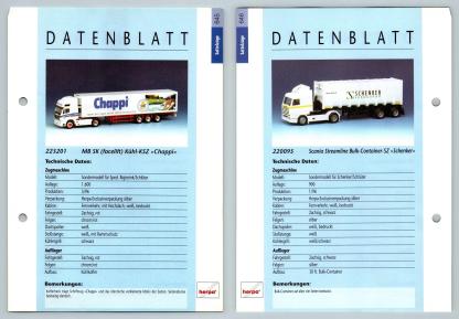 MB SK Kuhl / Scania Streamline Bulk #645/6 Sattelzuge - Herpa Data Sheet-Breakoutcards