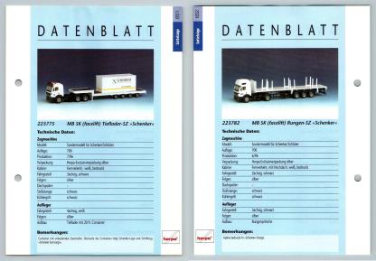 MB SK Tieflader / B SK Rungen #651/2 Sattelzuge - Herpa Data Sheet-Breakoutcards