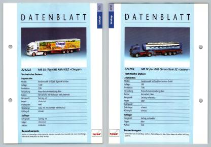 MB SK Kuhl / Tank SZ #655/6 Sattelzuge - Herpa Data Sheet-Breakoutcards