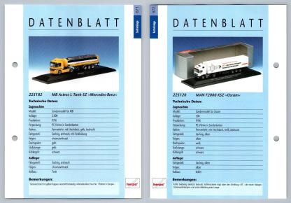 MB Actros L / MAN F2000 #671/2 Sattelzuge - Herpa Data Sheet-Breakoutcards